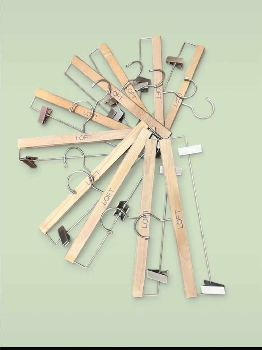 LOFT Natural Wood and Silver Clip Hangers -  10Piece Set